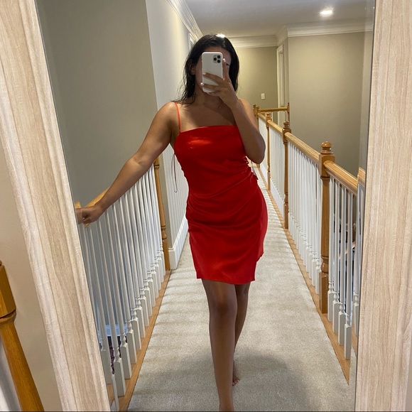 Zara satin effect red dress - Picture 8 of 13